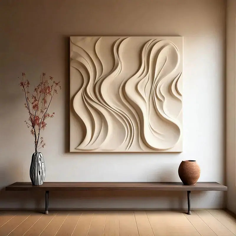 Terracotta & Cream  Earth-Tone Wabi-Sabi Abstract Wall Decor（副本） Artmeto Wood wall art