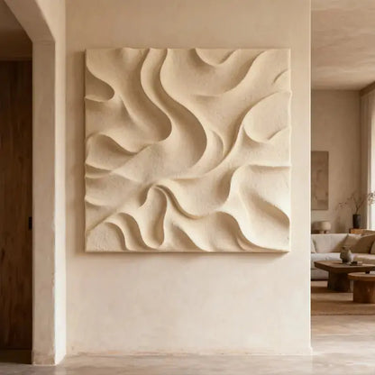 Terracotta & Cream  Earth-Tone Wabi-Sabi Abstract Wall Decor（副本） Artmeto Wood wall art