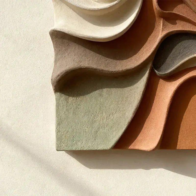 Terracotta & Grey Gradient Flow Wave 3D Relief Wall Sculpture（副本） Artmeto Wood wall art