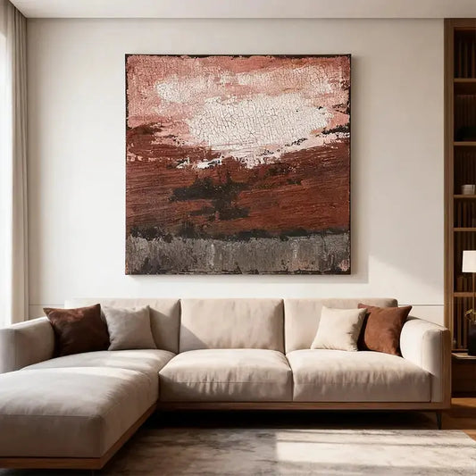 Terracotta & Rose Warm Tone Abstract Canvas with Rich Textured Finish Artmeto Wood wall art