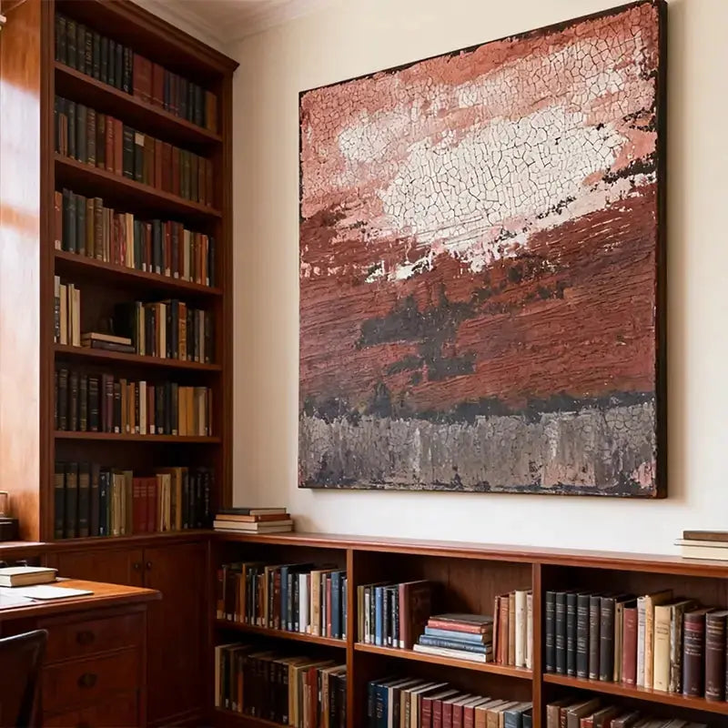 Terracotta & Rose Warm Tone Abstract Canvas with Rich Textured Finish Artmeto Wood wall art