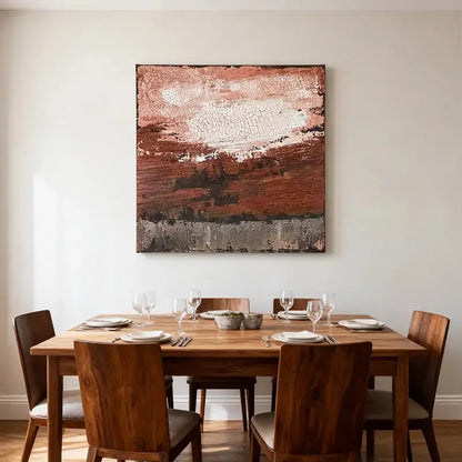 Terracotta & Rose Warm Tone Abstract Canvas with Rich Textured Finish Artmeto Wood wall art