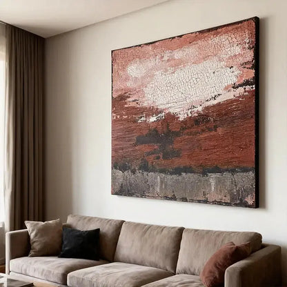 Terracotta & Rose Warm Tone Abstract Canvas with Rich Textured Finish Artmeto Wood wall art