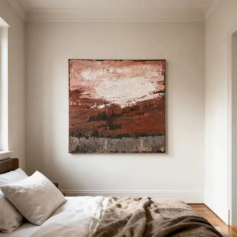 Terracotta & Rose Warm Tone Abstract Canvas with Rich Textured Finish Artmeto Wood wall art