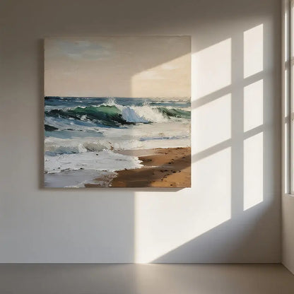 Textured Beach Seascape Canvas-Coastal Ocean Wave Wall Art-Artmeto Artmeto Wood wall art