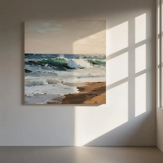 Textured Beach Seascape Canvas-Coastal Ocean Wave Wall Art-Artmeto Artmeto Wood wall art