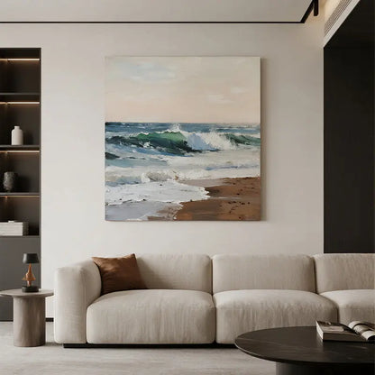 Textured Beach Seascape Canvas-Coastal Ocean Wave Wall Art-Artmeto Artmeto Wood wall art