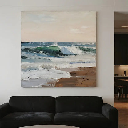 Textured Beach Seascape Canvas-Coastal Ocean Wave Wall Art-Artmeto Artmeto Wood wall art