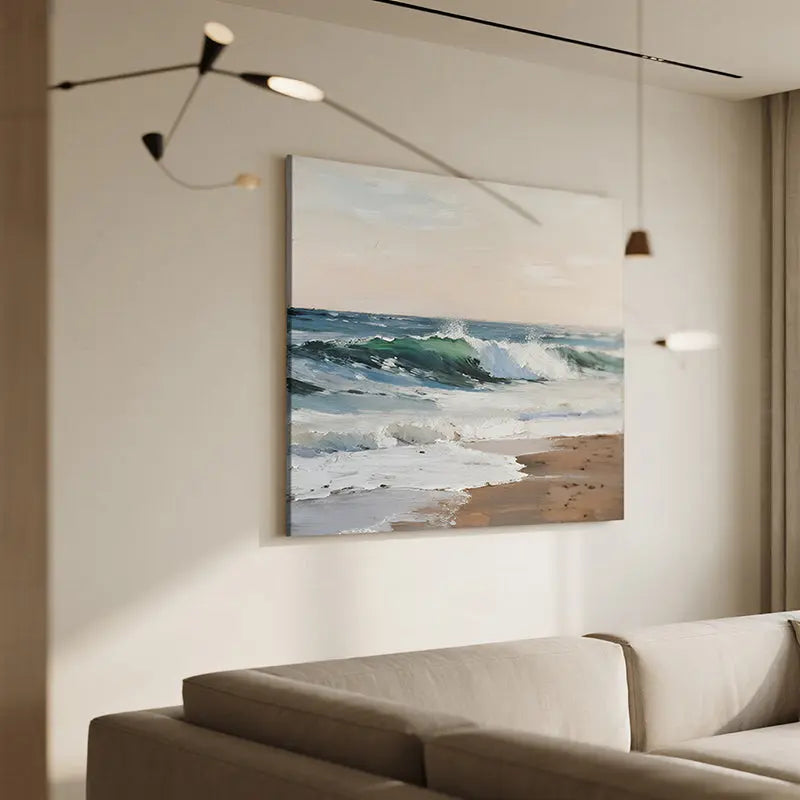 Textured Beach Seascape Canvas-Coastal Ocean Wave Wall Art-Artmeto Artmeto Wood wall art