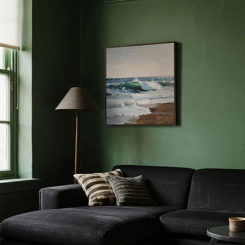 Textured Beach Seascape Canvas-Coastal Ocean Wave Wall Art-Artmeto Artmeto Wood wall art