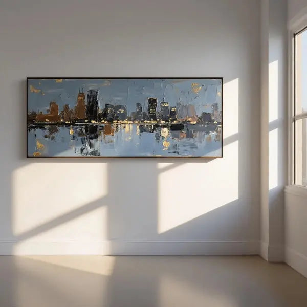 Textured Cityscape Canvas-Modern Skyline Wall Art Decor-Artmeto Artmeto Wood wall art