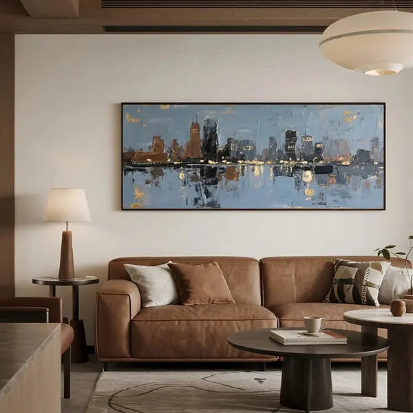 Textured Cityscape Canvas-Modern Skyline Wall Art Decor-Artmeto Artmeto Wood wall art