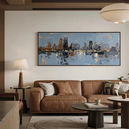 Textured Cityscape Canvas-Modern Skyline Wall Art Decor-Artmeto Artmeto Wood wall art