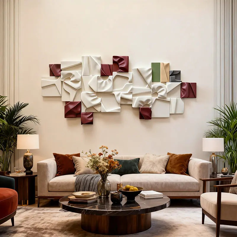 Tone Gradient 3D Wall Art-Terracotta Cream Dune Wave Textured Earth Artmeto Wood wall art-9