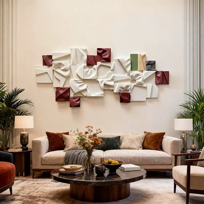 Tone Gradient 3D Wall Art-Terracotta Cream Dune Wave Textured Earth Artmeto Wood wall art-9