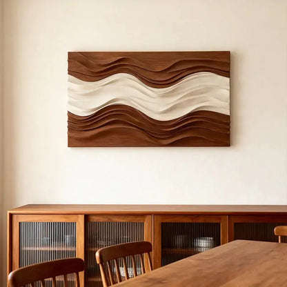 Tone Gradient 3D Wall Art-Terracotta Cream Dune Wave Textured Earth  Artmeto Wood wall art-2