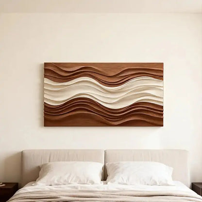 Tone Gradient 3D Wall Art-Terracotta Cream Dune Wave Textured Earth Artmeto Wood wall art-5