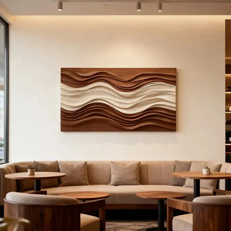 Tone Gradient 3D Wall Art-Terracotta Cream Dune Wave Textured Earth Artmeto Wood wall art-6