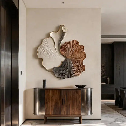 Tri-Tone Ginkgo-Inspired 3D Relief Gradient Wall Decor Artmeto Wood wall art-1