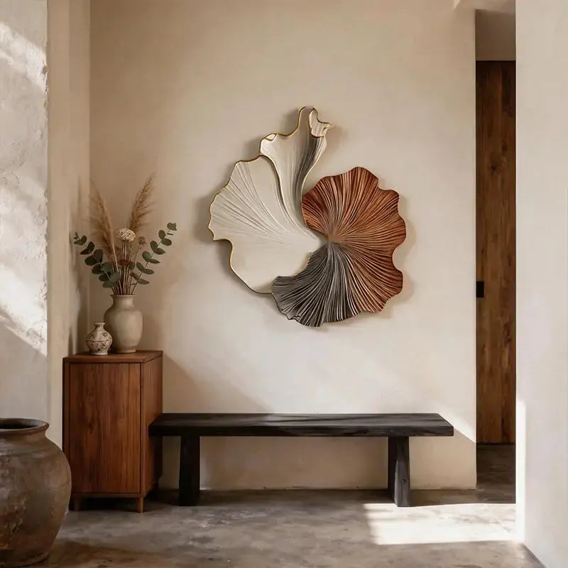 Tri-Tone Ginkgo-Inspired 3D Relief Gradient Wall Decor Artmeto Wood wall art-2