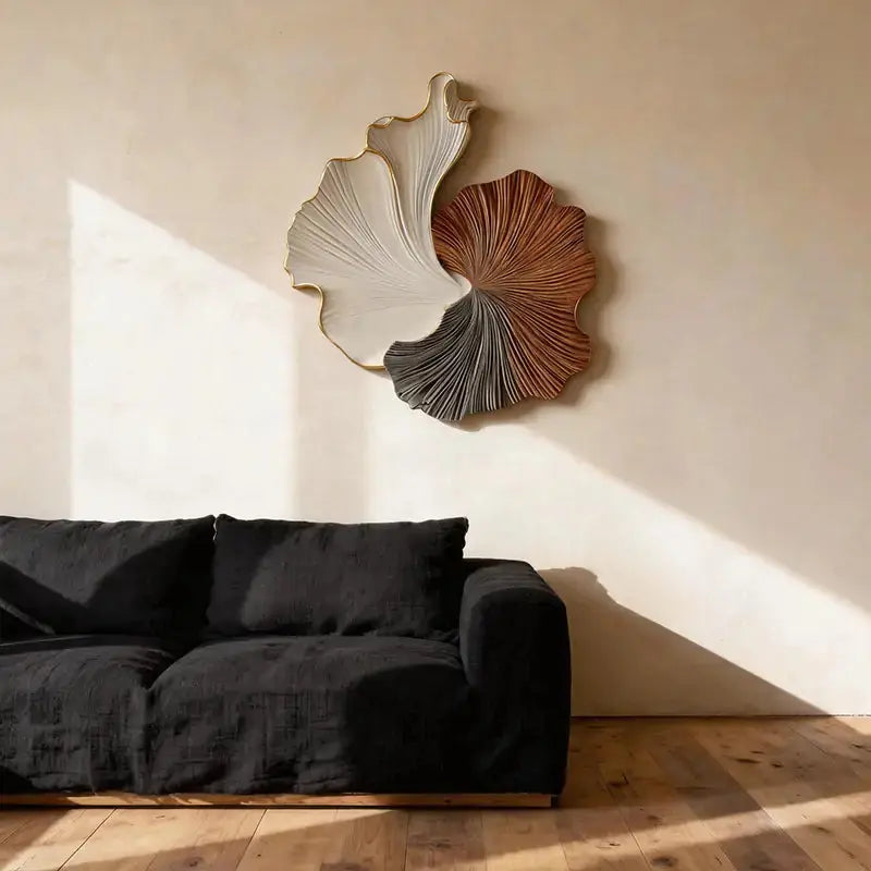 Tri-Tone Ginkgo-Inspired 3D Relief Gradient Wall Decor Artmeto Wood wall art-3