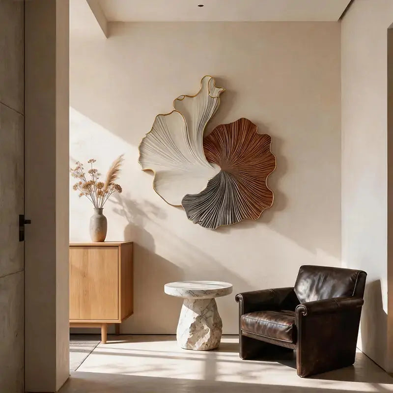 Tri-Tone Ginkgo-Inspired 3D Relief Gradient Wall Decor Artmeto Wood wall art-4