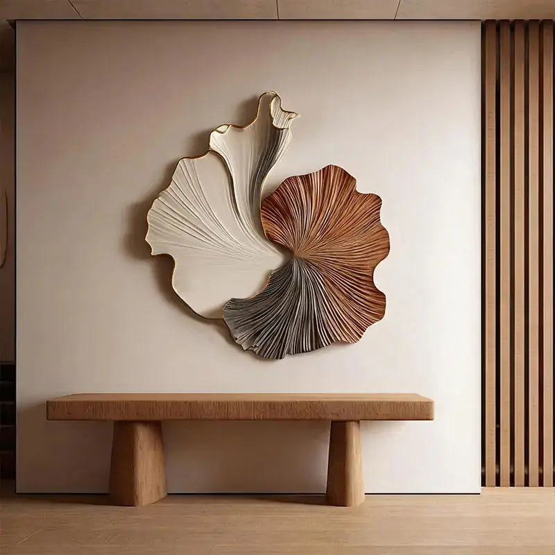 Tri-Tone Ginkgo-Inspired 3D Relief Gradient Wall Decor Artmeto Wood wall art-6