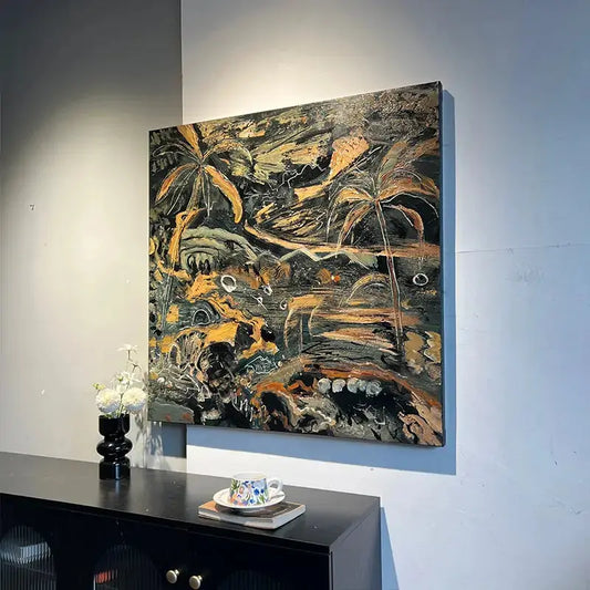 Tropical Palm Textured Abstract Nature Impasto Painting Artmeto Wood wall art