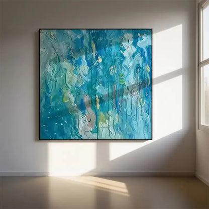 Vibrant Blue Abstract Expressionism Painting Textured Canvas-Artmeto Artmeto Wood wall art