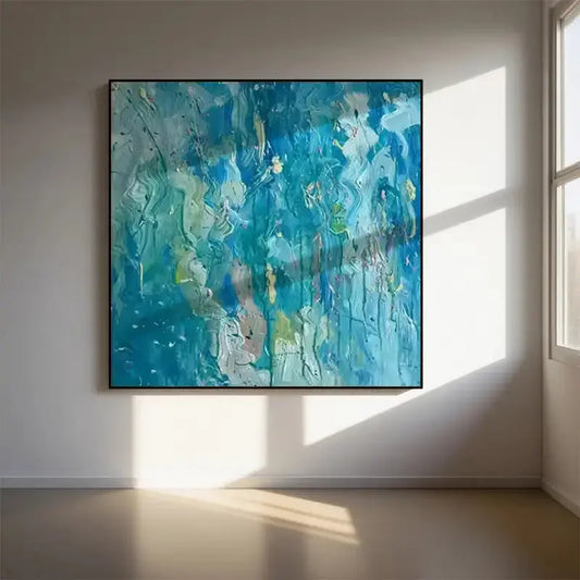 Vibrant Blue Abstract Expressionism Painting Textured Canvas-Artmeto Artmeto Wood wall art