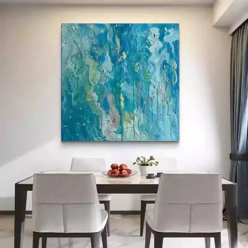 Vibrant Blue Abstract Expressionism Painting Textured Canvas-Artmeto Artmeto Wood wall art