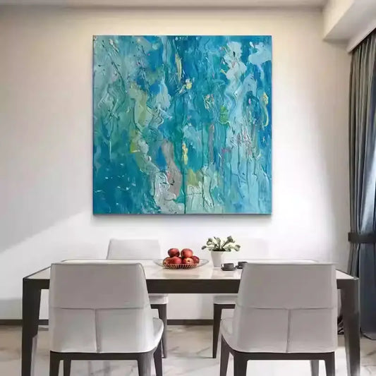 Vibrant Blue Abstract Expressionism Painting Textured Canvas-Artmeto Artmeto Wood wall art