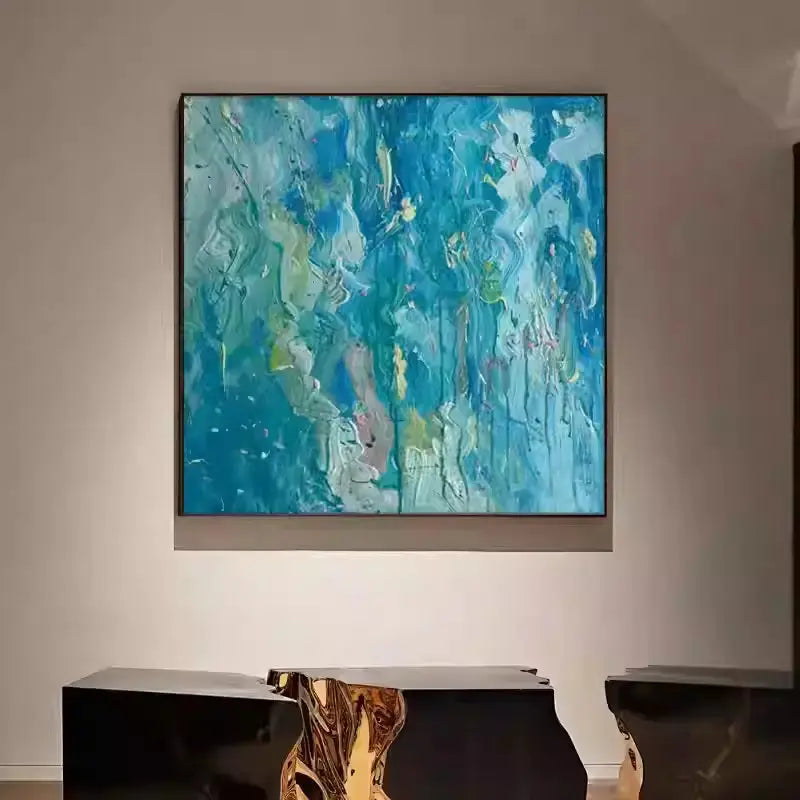Vibrant Blue Abstract Expressionism Painting Textured Canvas-Artmeto Artmeto Wood wall art
