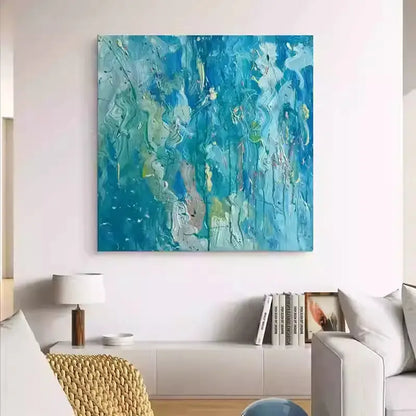 Vibrant Blue Abstract Expressionism Painting Textured Canvas-Artmeto Artmeto Wood wall art