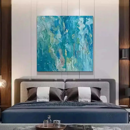 Vibrant Blue Abstract Expressionism Painting Textured Canvas-Artmeto Artmeto Wood wall art