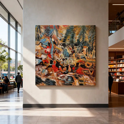 Vibrant Earth & Teal Impressionist Abstract Textured Canvas Art Artmeto Wood wall art