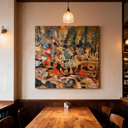 Vibrant Earth & Teal Impressionist Abstract Textured Canvas Art Artmeto Wood wall art