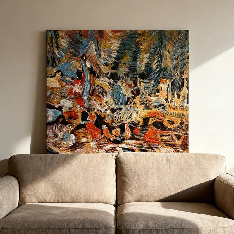 Vibrant Earth & Teal Impressionist Abstract Textured Canvas Art Artmeto Wood wall art