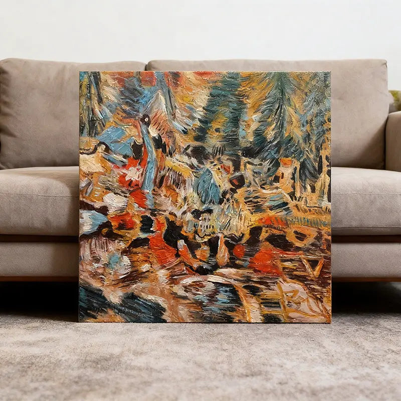 Vibrant Earth & Teal Impressionist Abstract Textured Canvas Art Artmeto Wood wall art