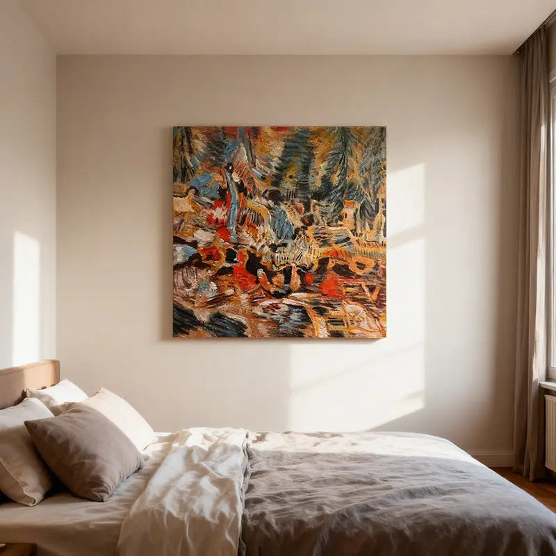 Vibrant Earth & Teal Impressionist Abstract Textured Canvas Art Artmeto Wood wall art