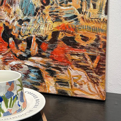 Vibrant Earth & Teal Impressionist Abstract Textured Canvas Art Artmeto Wood wall art