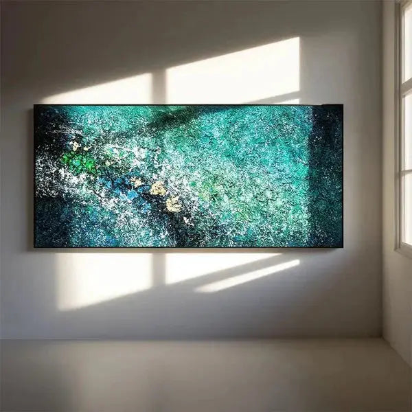 Vibrant Green Gold Abstract Painting Textured Canvas Wall Decor-Artmeto Artmeto Wood wall art