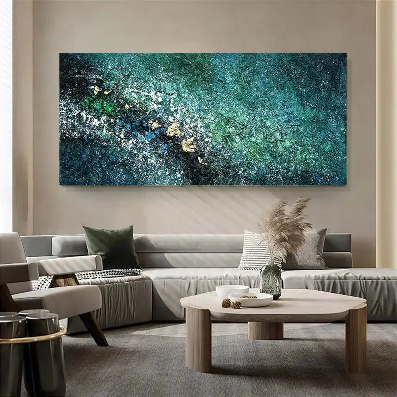Vibrant Green Gold Abstract Painting Textured Canvas Wall Decor-Artmeto Artmeto Wood wall art