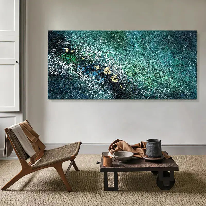 Vibrant Green Gold Abstract Painting Textured Canvas Wall Decor-Artmeto Artmeto Wood wall art