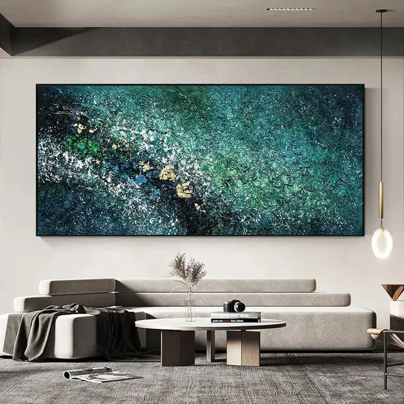 Vibrant Green Gold Abstract Painting Textured Canvas Wall Decor-Artmeto Artmeto Wood wall art