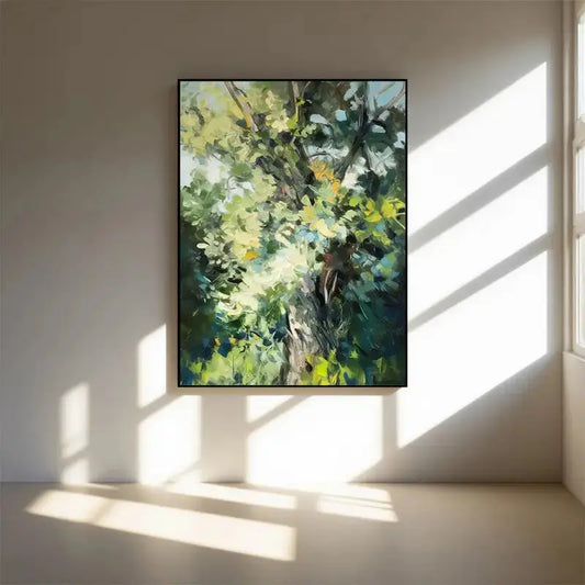 Vibrant Green Leaf Abstract Painting Textured Canvas Wall Decor-Artmeto Artmeto Wood wall art