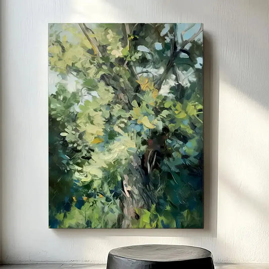 Vibrant Green Leaf Abstract Painting Textured Canvas Wall Decor-Artmeto Artmeto Wood wall art