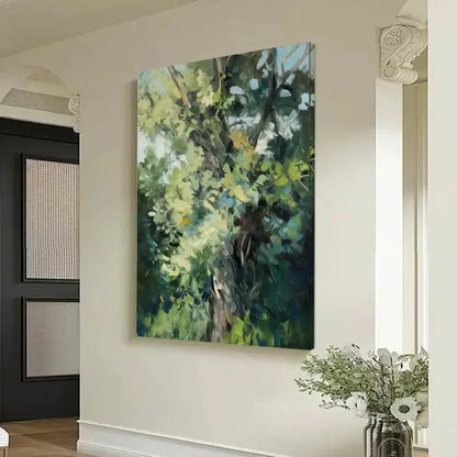 Vibrant Green Leaf Abstract Painting Textured Canvas Wall Decor-Artmeto Artmeto Wood wall art