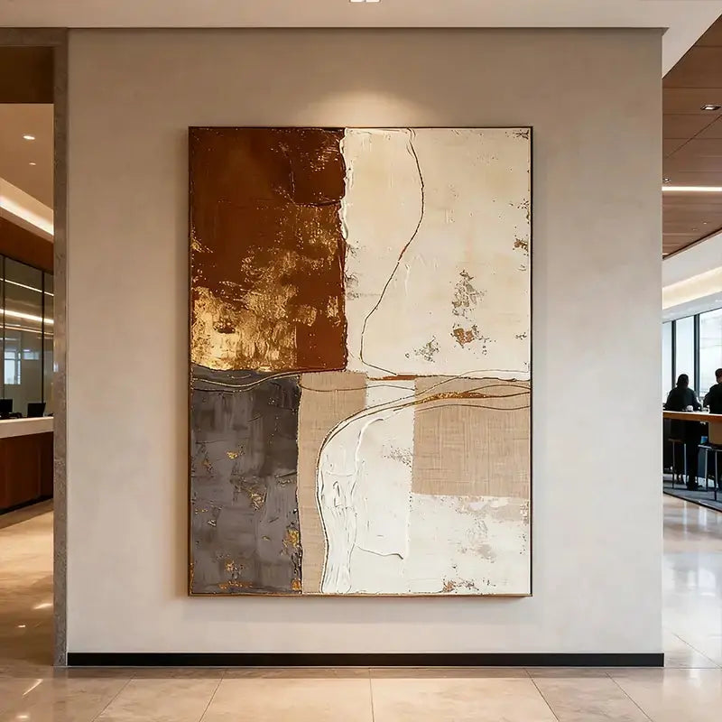 Wabi-Sabi Burnt Amber & Grey Multi-Textured Abstract Canvas Art Artmeto Wood wall art