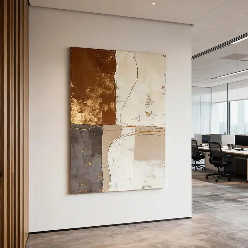 Wabi-Sabi Burnt Amber & Grey Multi-Textured Abstract Canvas Art Artmeto Wood wall art